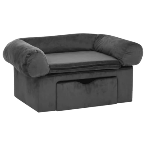 vidaXL Hundesofa Schublade Dunkelgrau 75x50x38cm Plüsch Hundebett Hundecouch