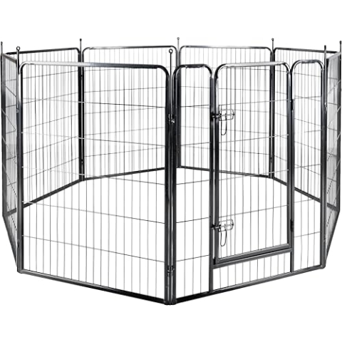 Flamingo Hundelaufstall Zecta – Schwarz – 205x80x100 cm | Sicher, flexibel & komfortabel!