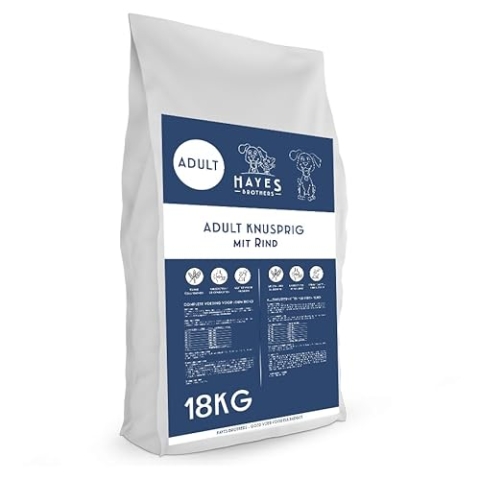 Hayes Brothers Hundefutter mit Rind - 18 kg - Knusprige Hundefutter für Erwachsene und Senior Hunde - Proteinreich für Starke Muskeln - Natürlich & Getreidefrei