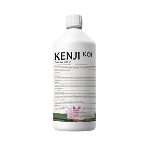 KENJI KOI Grünwasser Ex 5L für 100.000 Liter Teichwasser| Für klares Teichwasser | Teichpflege gegen Grünes Wasser & Algen | GrünwasserEx | Teichwasseraufbereiter für klares Wasser