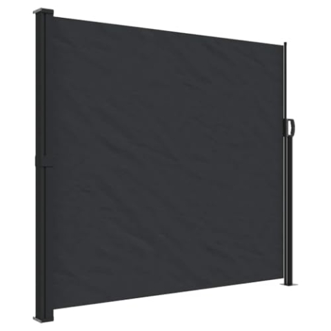 vidaXL Seitenmarkise, Wandmarkise mit PU-Beschichtung, Sichtschutz für Balkon Terrasse Garten, Windschutz Markise, Ausziehbar Schwarz Polyester