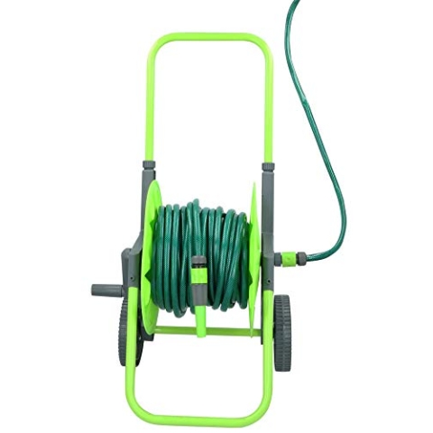 Kinzo 8711252015644 Wagen für Schlauchrolle mit einstellbarer Lenkstange, Grün/Grau, 45x43x95 cm