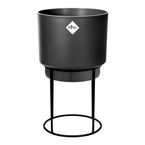 elho B.for Studio Rund 22 - Blumentopf für Innen - Ø 22.0 x H 38.2 cm - Schwarz/Living Schwarz