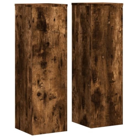 vidaXL Pflanzenständer 2 STK., Blumenständer Hohle Konstruktion, Dekosäule Podest für Pflanzen Dekoartikel, Blumenhocker Blumensäule, Räuchereiche Holzwerkstoff