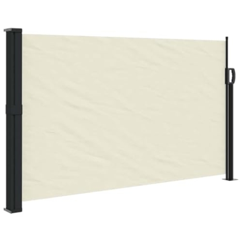 vidaXL Seitenmarkise, Wandmarkise mit PU-Beschichtung, Sichtschutz für Balkon Terrasse Garten, Windschutz Markise, Ausziehbar Creme Polyester