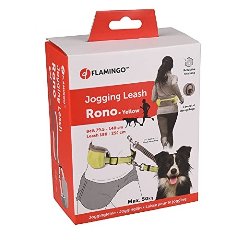 JOGGINGLEINE + TAILLENGURT RONO GELB Leine 155-250CM / Gurt 79,5-140CM
