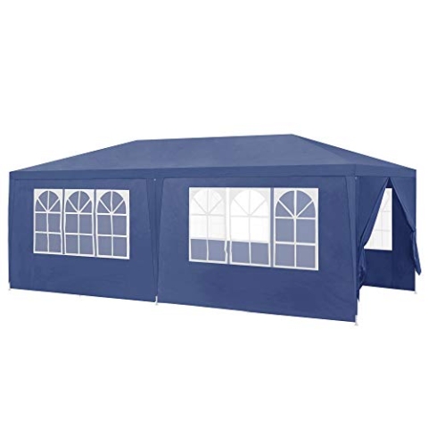 casa.pro Pavillon Wedau Gartenpavillon 600 x 300 x 255 cm verschließbar Partyzelt Stahlrahmen Camping Pavilon stabil Festivalzelt wasserdicht Dunkelblau