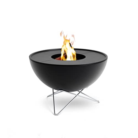 höfats - Bowl 70 Plancha Set tief - raucharme Verbrennung - Feuerstelle und Plancha Grill - kippbarer Feuerkorb inkl. 2 Plancha Grillplatten - Stahl emailliert – schwarz, Ø 70 cm