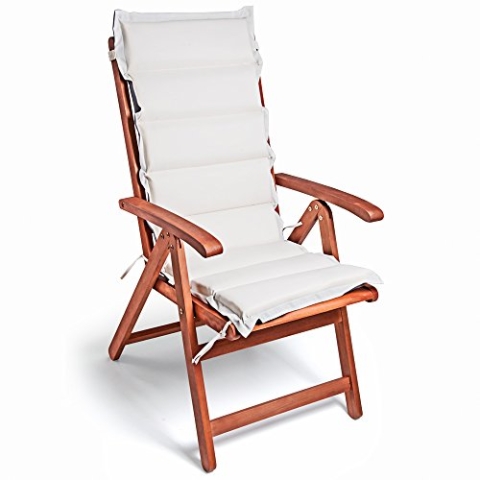 DETEX® 6X Sitzkissen Stuhl Hochlehner Wendekissen Creme-Anthrazit Wetterfest 30° waschbar 120x45cm Gartenstuhl Stuhlkissen Polster Auflage Sitzauflage