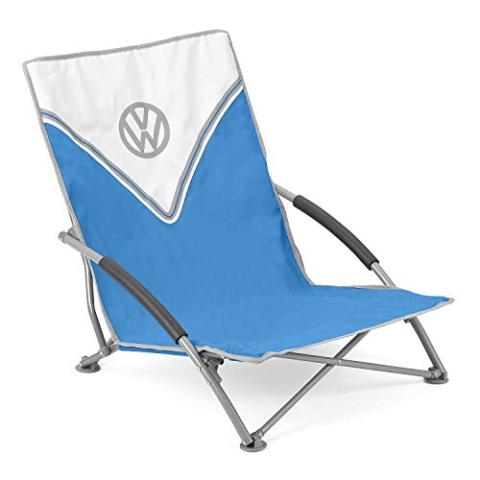 Board Masters VW Collection - Volkswagen Faltbarer Strand-Klapp-Faltstuhl mit Tragetasche im T1 Bulli Bus Design 70 cm Blau