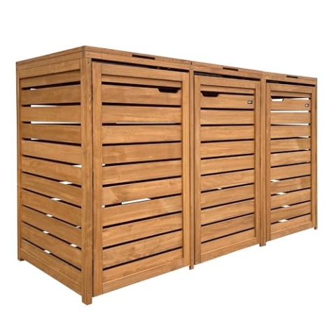 AXI Lex Mülltonnenbox Holz Braun | Mülltonnenverkleidung mit Deckel für 3 Tonnen - 240-720L | Müllbox/Aufbewahrungsbox für Mülltonnen
