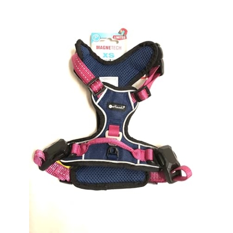 Petlando MAGNETECH Outdoor-Hundebrustgeschirr Fuchsia/Navy XS (Halsumfang 30-44 cm, Brustumfang 38-46 cm)