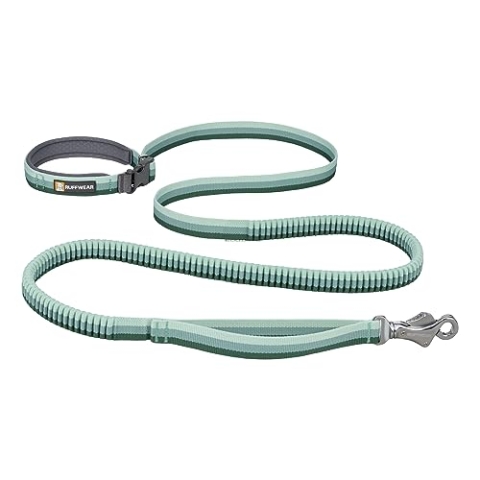Ruffwear, Roamer Bungee-Hundeleine zum Laufen, Radfahren oder Wandern, kann mit der Hand oder ohne Hände verwendet Werden, Felsgrün, 5.5-7ft