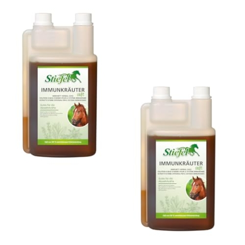 Stiefel IMMUNKRÄUTERSAFT | Doppelpack | 2 x 1 l | Ergänzungsfuttermittel für Pferde | Ausgewählte Kräutermischung | Kann zur Unterstützung des Immunsystems vom Pferd beitragen