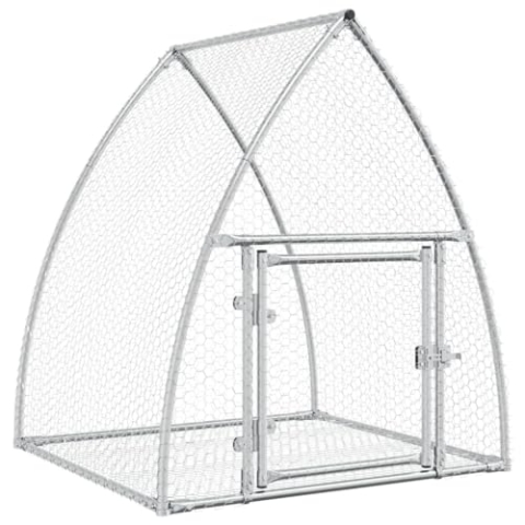 vidaXL Hasenstall, Freilaufgehege für Kleintiere, Outdoor Kaninchenkäfig Kaninchenstall Hasenkäfig, Kaninchen Freigehege, Silbern 100x105x120cm Verzinkter Stahl