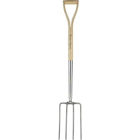 Kent & Stowe Spatengabel – Garten-Forke zum Umgraben aus Edelstahl, für große Bodenflächen, Heugabel mit Stiel aus Eschenholz, Länge: 110 cm