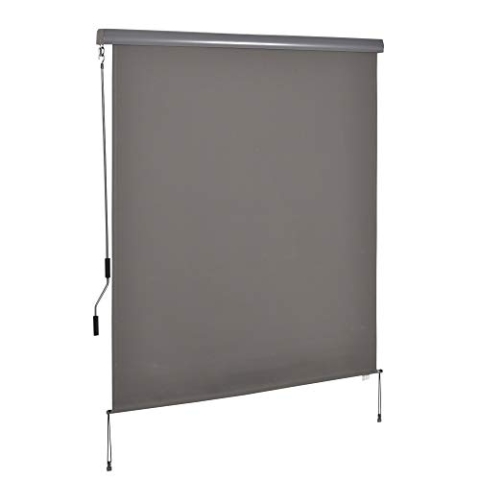 Outsunny Senkrechtmarkise Balkonmarkise Vertikalmarkise Windschutz Seitenrollo Sichtschutz mit Handkurbel Polyesterstoff+Aluminium Grau 250 x 160 cm