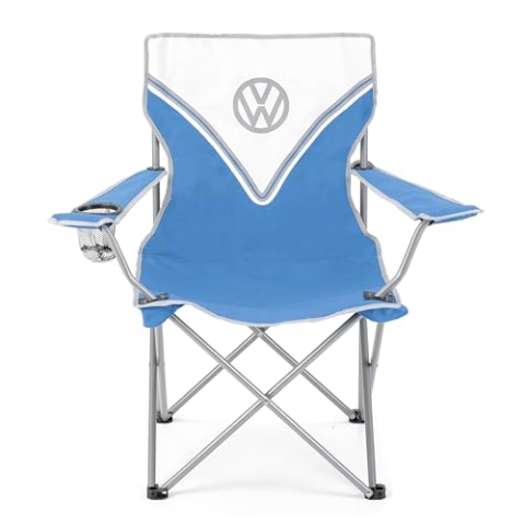 Board Masters VW Collection - Volkswagen Faltbarer Camping-Klapp-Faltstuhl mit Getränkehalter im T1 Bulli Bus Design 85 cm (Classic Bus/Blau)