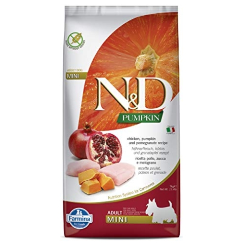 Farmina N&D Pumpkin Adult Mini Pellets Hundefutter (Trockenfutter, mit hochwertigen Vitaminen und natürliche Antioxidantien, ohne Mais, Zutaten: Huhn und Granatapfel, Portionsgröße: 7 kg)