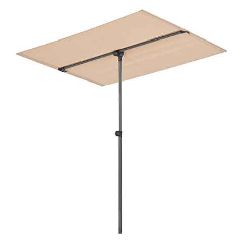 pro.tec Balkonblende Carsoli 180 x 130 cm Gartenschirm 360° drehbar Sonnenschirm UV 50+ wasserfest Balkonschirm rechteckig Sandfarben