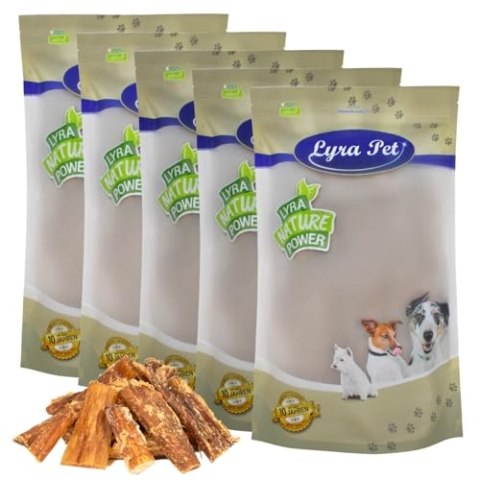Lyra Pet® 5 kg Rindernackensehnen 1-7 cm | Naturbelassener Kausnack zahnreinigend | Leckerli für alle Hunde | Hoher Proteingehalt | Langer Kaugenuss | Schonend getrocknet | Nährstoffreich