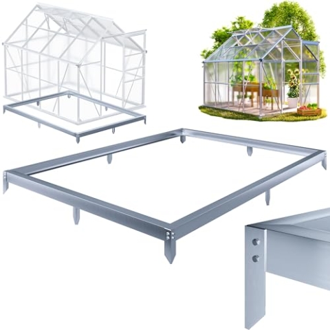Gardebruk® Fundament für Gewächshaus 250x190cm Stahl verzinkt Sockel Stahlfundament Treibhaus Rahmen inkl. Montagematerial Bodenverankerung
