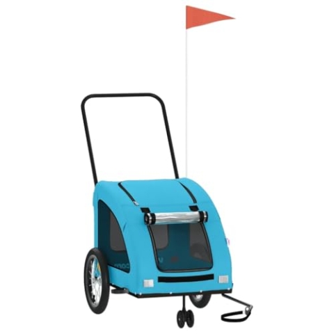 vidaXL Fahrradanhänger für Hunde, Hundeanhänger für Fahrrad, Anhänger für Katzen Haustiere, Hundefahrradanhänger Haustieranhänger, Blau Oxford-Gewebe Eisen