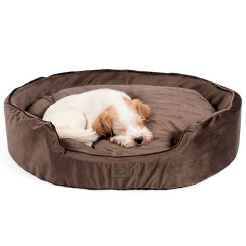 Bo&flash Kuscheliges Hundebett San Diego Taupe M - Hundesofa für Kleine & Große Hunde - Design Waschbar - Gelenkschonendes Bett Mit Anti-Rutsch-Beschichtung