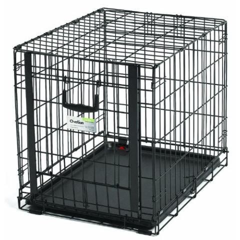 MidWest Homes for Pets Ovation Modell 1924 Hundebox, klein, Einzeltür, faltbar, Metall, 61 cm lang, mit Trenneinsatz, Bodenschutz, auslaufsicherer Wanne, für kleine Hunderassen, schwarz