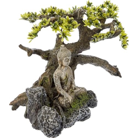 Nobby Aqua Ornaments BUDDHA mit Pflanzen, 32,5 x 16,5 x 21,0 cm, 1 Stück