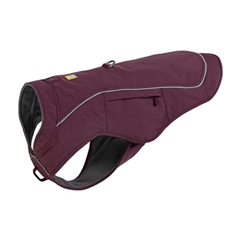 RUFFWEAR Overcoat Fuse 2-in-1-Kombination aus Hundemantel und -Geschirr, mit Fleece Gefütterte Hundejacke, Purple Rain, Medium