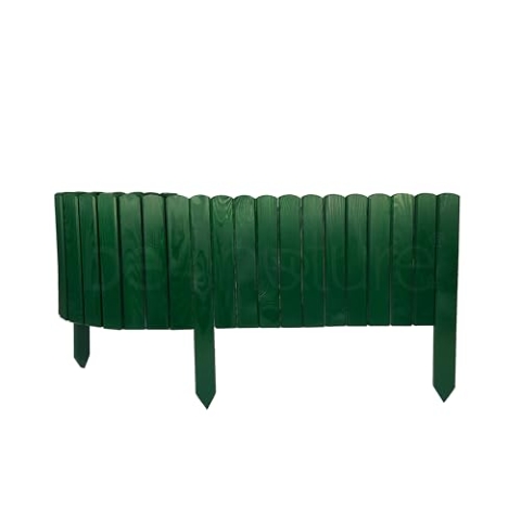 be4nature Flexibler Rollborder aus Holz 200 x 30 cm Dunkelgrün Imprägnierte Beeteinfassung aus Kiefernholz Inkl. Gummihammer Beetumrandung Gartenzaun Palisade Rollzaun Steckzaun