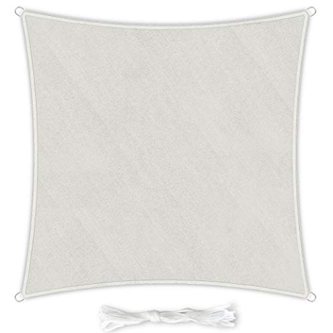 Premium Sonnensegel Quadratisch 4x4m Creme inkl. Befestigungsseilen aus wetterbeständingen HDPE | Sonnenschutz Schattenspender Garten Balkon Camping & Terrasse - UV Schutz Wetterschutz