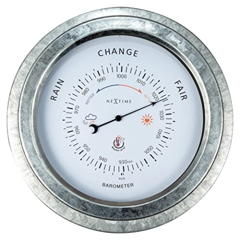 NeXtime Barometer außen - Ø22CM - Metall - Verzinkt „Orchidee“
