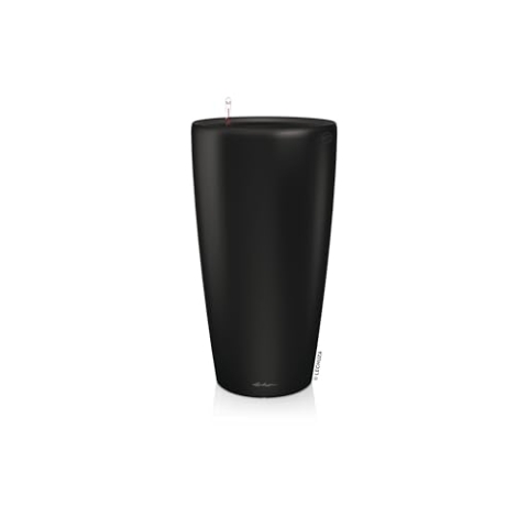 LECHUZA-Pflanzgefäß Rondo Premium 40 Schwarz matt | Pflanzsäule mit Bewässerungssystem, Wasserstandsanzeiger und Pflanzeinsatz | Matte Oberfläche | Ø 40 x 75 cm | 15745