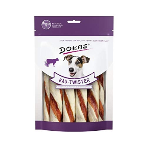 Dokas Kau-Twister Rinderhaut, Entenherz&Entenbrust | 9X 200g Hundesnack