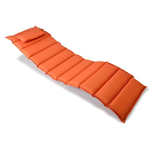 Nexos Divero Liegenauflage – Auflage gesteppt Polster für Sonnenliege Gartenliege Holzliege Saunaliege mit Kopfkissen – bequem hochwertig robust – orange