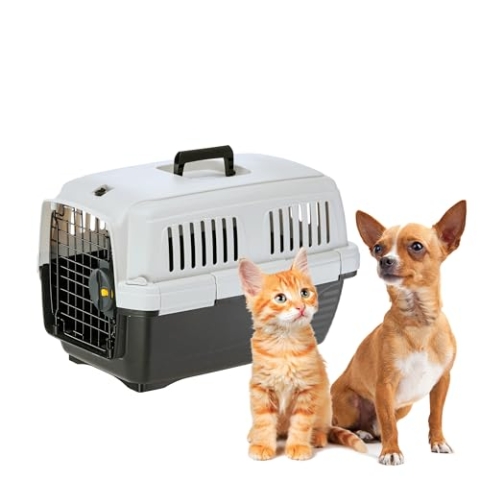 Ferplast Katzentransportbox Clipper 1, Hundetransportbox, IATA-zugelassene Reisebox, Haustiertransportbox für kleine Hunde und Katzen bis 5 kg