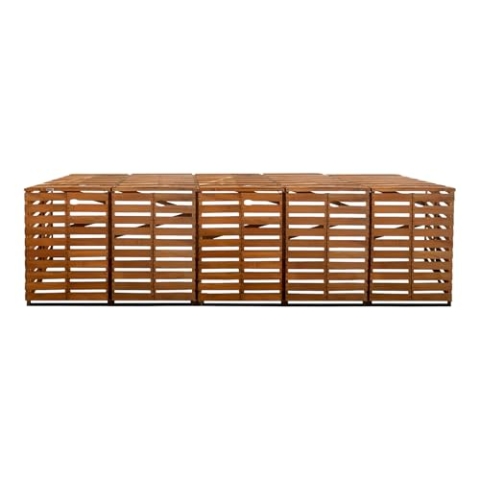 Lendo Online Containerumbau aus imprägniertem Fichtenholz - Fünffach - 5x Kliko - 359x80x118cm - Umbau für Kliko Umbau - Behälteraufbewahrung - Braun - Wetterfest