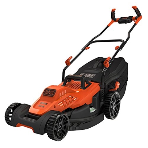 Black+Decker Elektro-Rasenmäher mit Fahrradlenker-Griff (1.800W, 42cm Schnittbreite, 6-Fach Höhenverstellung, 50l Grasfangbehälter, ideal für große Gärten) BEMW481BH