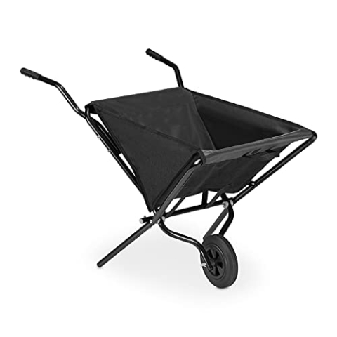 Relaxdays Faltschubkarre, mit Vollgummireifen, Stahl & Polyester, 46 Liter, Klappschubkarre HBT: 70x112x67 cm, schwarz