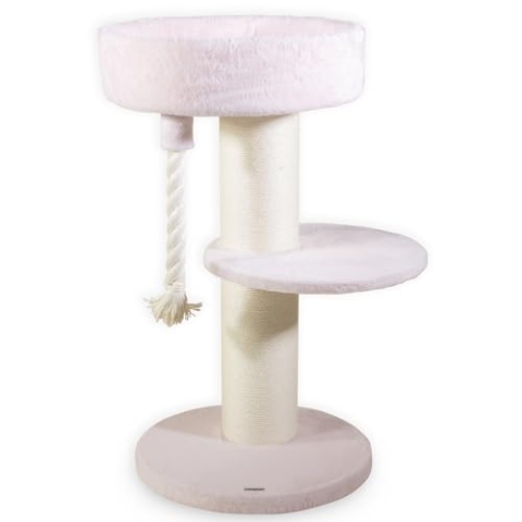 RHRQuality Kratzbaum für große Katzen – Maine Coon Lounge Sleeper – 120 cm hoch – mit extra dicken 20 cm Sisalstämmen – rosa