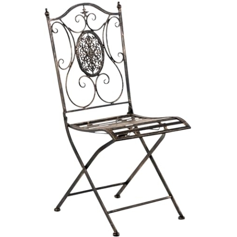 CLP Eisen-Gartenstuhl Sibell| Klappbarer Stuhl mit Verzierungen im Jugendstil | In 6 Farben erhältlich, Farbe:Bronze