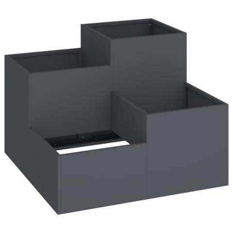 vidaXL Moderner anthrazitfarbener Metallpflanzer Langlebiges Outdoor in kaltgewalztem Stahl Für stylische Gartendekoration Abmessungen 80x80x60cm Vielseitiger Pflanzbehälter Pflanzer groß und robust