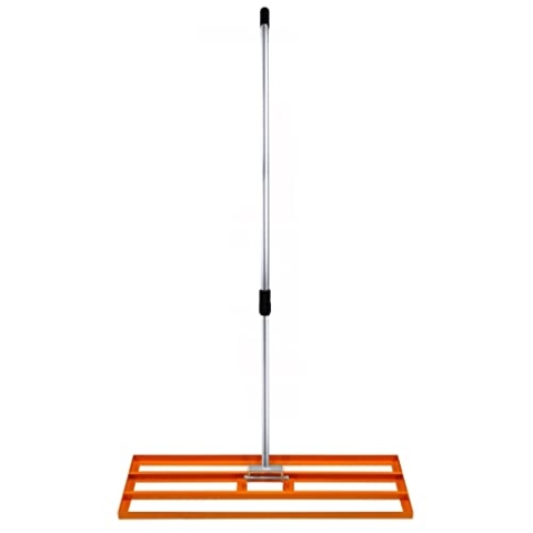 Rasenrakel 100cm x 32cm Levelingrake Rasen Rake Rakel zum Sanden Stahl Orange Flächenebener Verzinkter Stahl 1,2–1,9m Verlängerbarer Griff Golf Garten Werkzeug Gras Erde Kunstrasen Kompost Kopfdüngung