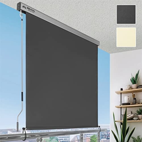 Sol Royal Senkrechtmarkise 180x250 cm MS5 Markise – Robuster Balkonsichtschutz Abnehmbare Handkurbel Wasserabweisender Sonnenschutz Terrasse Balkon Garten Wetterfeste Vertikalmarkise Anthrazit
