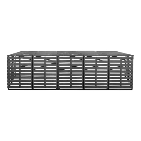 Lendo Online Containerumbau aus imprägniertem Fichtenholz - Fünffach - 5x Kliko - 359x80x118cm - Umbau für Kliko Umbau - Behälteraufbewahrung - Grau - Wetterfest