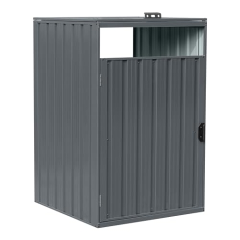 AXI Owen Mülltonnenbox aus Metall in Anthrazit | Mülltonnenverkleidung aus wetterfestem verzinktem Stahl mit Deckel für 1 Tonne - Max. 240L | Müllbox/Aufbewahrungsbox für Mülltonnen