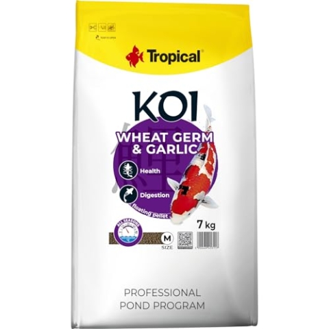 Tropical KOI Wheat Germ & Garlic Pellet Size M 7kg - Teichfischfutter für die tägliche Fütterung von Koi in einem Breiten Temperaturbereich von 8 bis 30°C