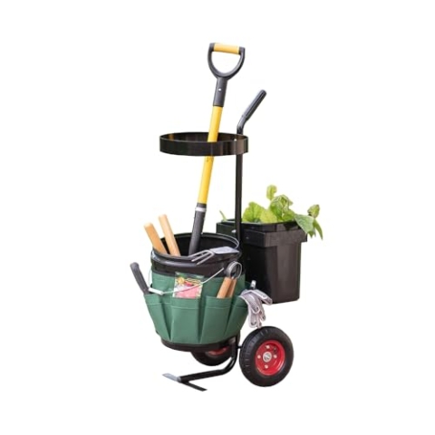 WESTMANN Hand- & Gartenwagen | 40x56x104 cm Grün | Werkzeugtrolley Set | Transportwagen für Gartenwerkzeug aus Metall | bis 40 kg belastbar